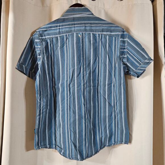 Mens Kuhl button up‎ pinstripe size small Suncel blue gray outdoors gorpcore - Picture 6 of 6